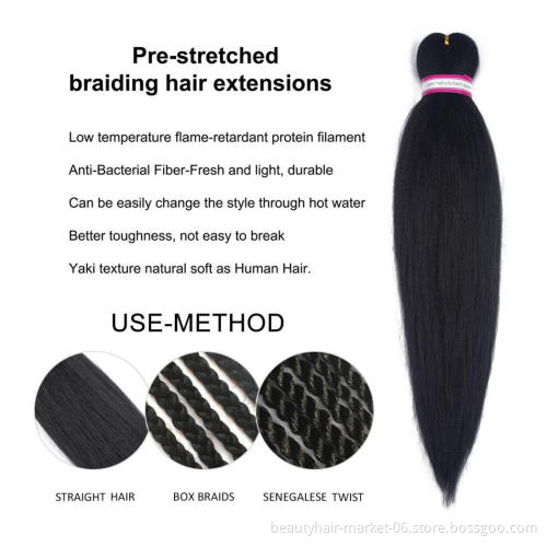 Wholesale Ombre Color Synthetic Jumbo ez braid bulk yaki private label pre stretched braiding hair extensions